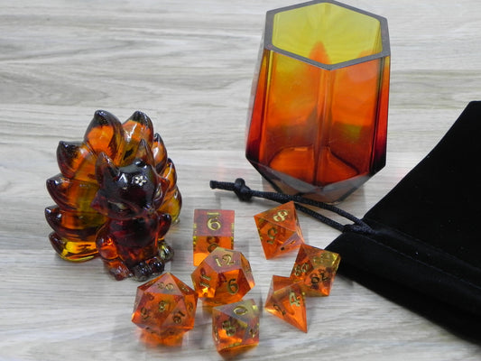Dice Set with Kitsune Dice Beast: Custom Multicolor