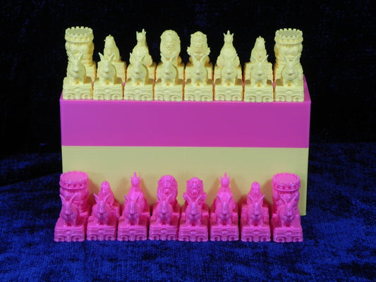 Pink and Yellow Fantasy Wizard Anilmal Warriors Chess Set