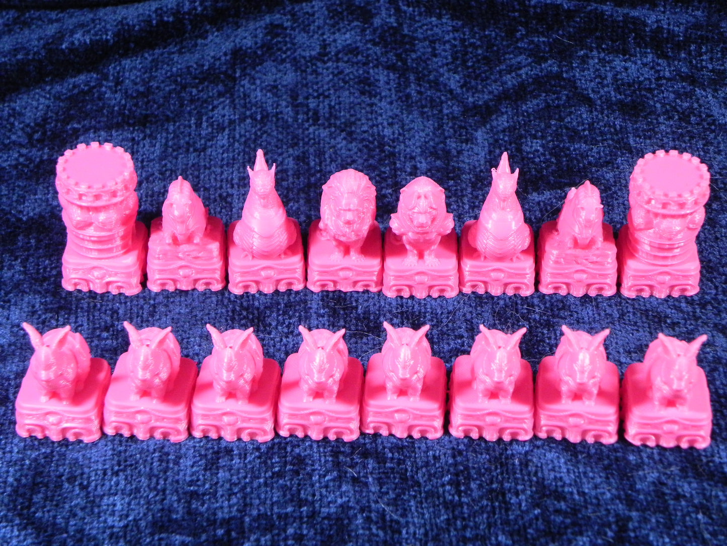 Pink and Yellow Fantasy Wizard Anilmal Warriors Chess Set