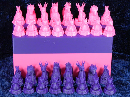 Purple and Pink Epic Dragon Chess Set