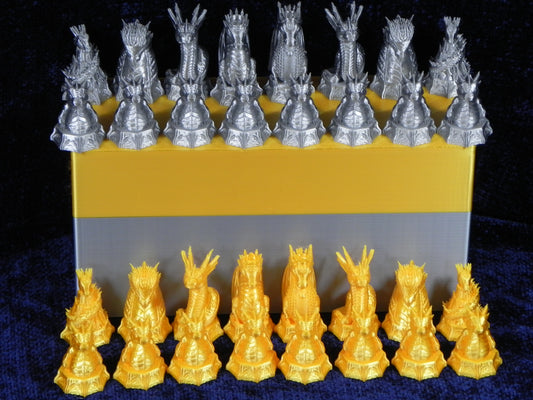 Gold and Silver Epic Dragon Chess Set