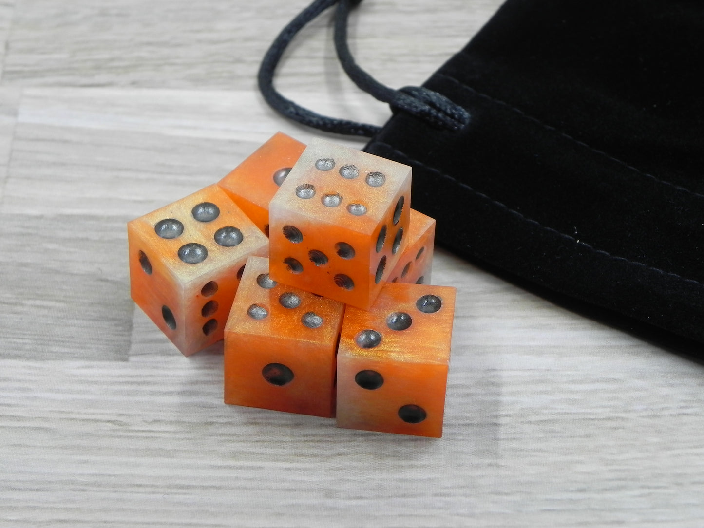 6D6 Dice Set: Orange Marble