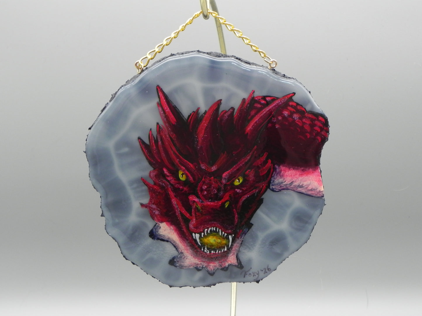 "Red Dragonflame" Geode Painting