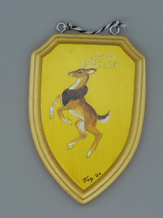 "Stag" mini wood plaque shield