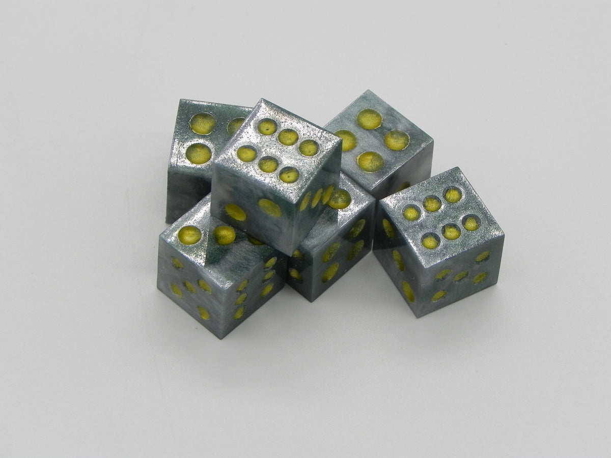 6D6 Dice Set: Green Marble