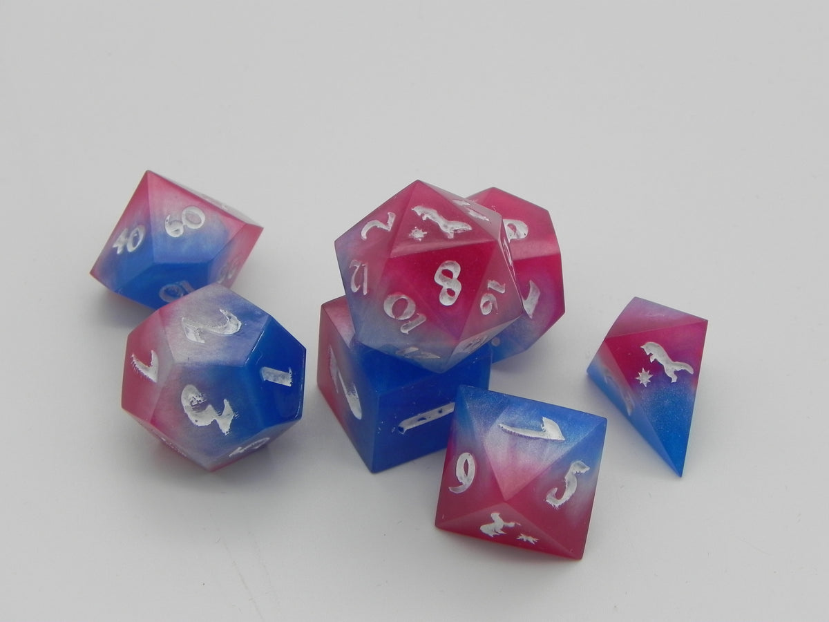 Dice Set: Pink and Blue Fox Northstar