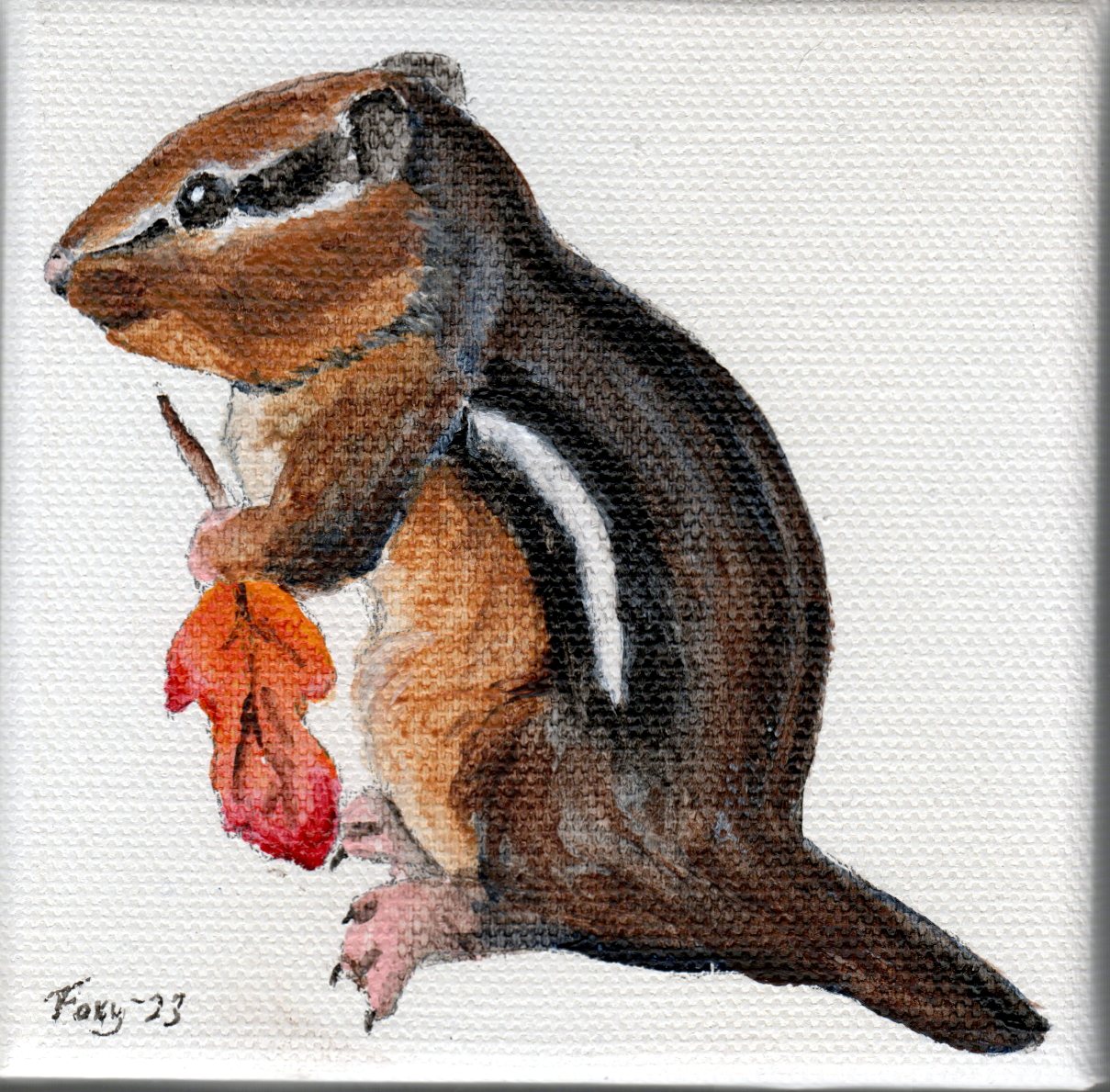 "Chipmunk" mini acrylic painting