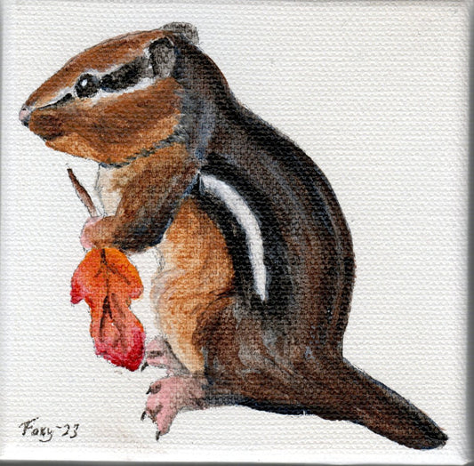 "Chipmunk" mini acrylic painting