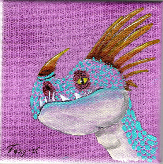 "Teal dragon" mini acrylic painting