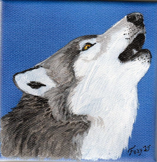 "Wolf" mini acrylic painting