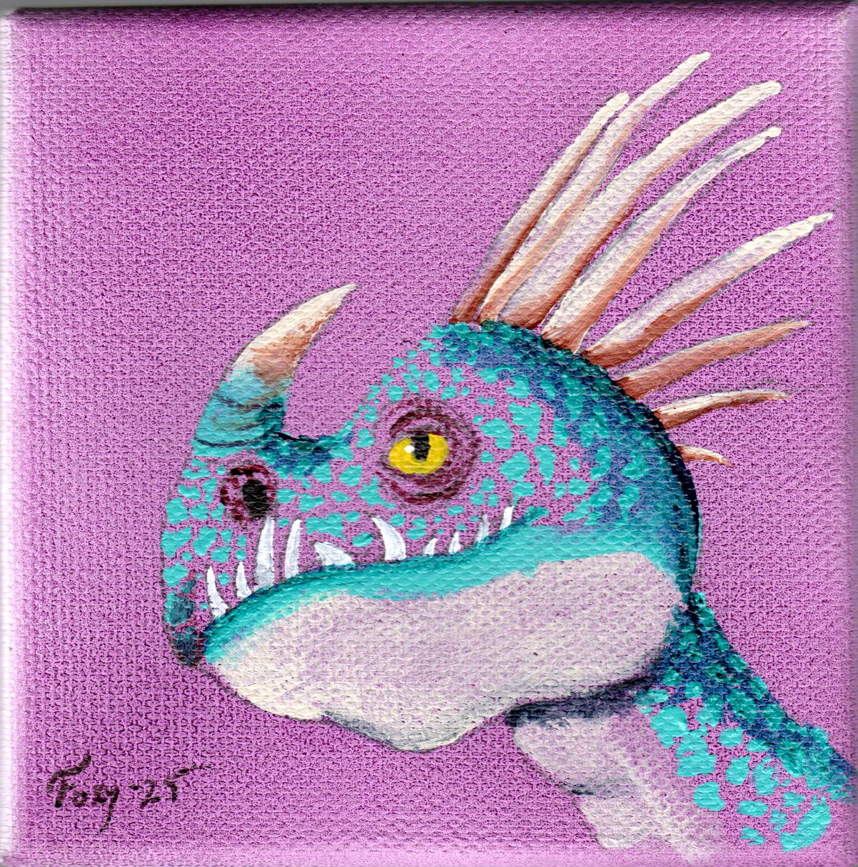 "Teal dragon" mini acrylic painting