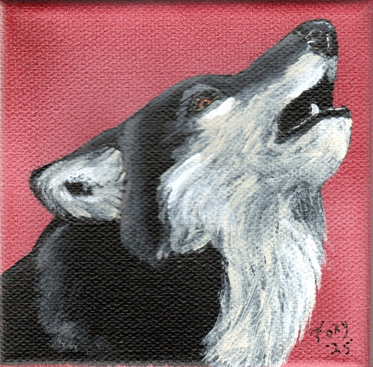 "Wolf" mini acrylic painting