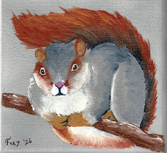 "Fox Squirrel" mini acrylic painting