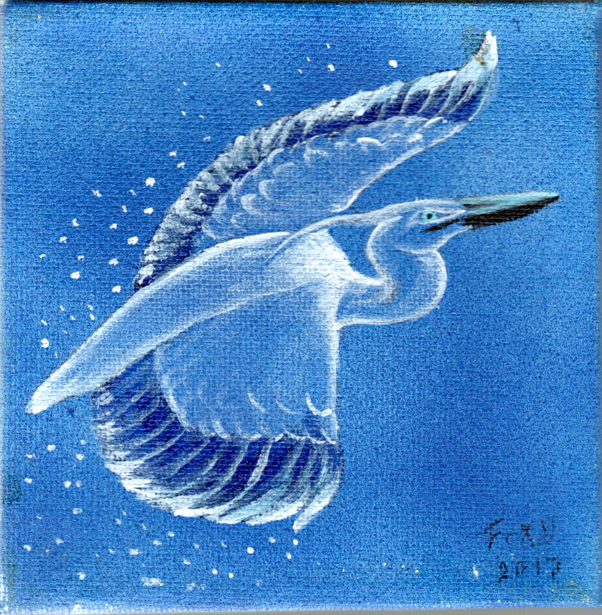 "Snowbird" mini acrylic painting