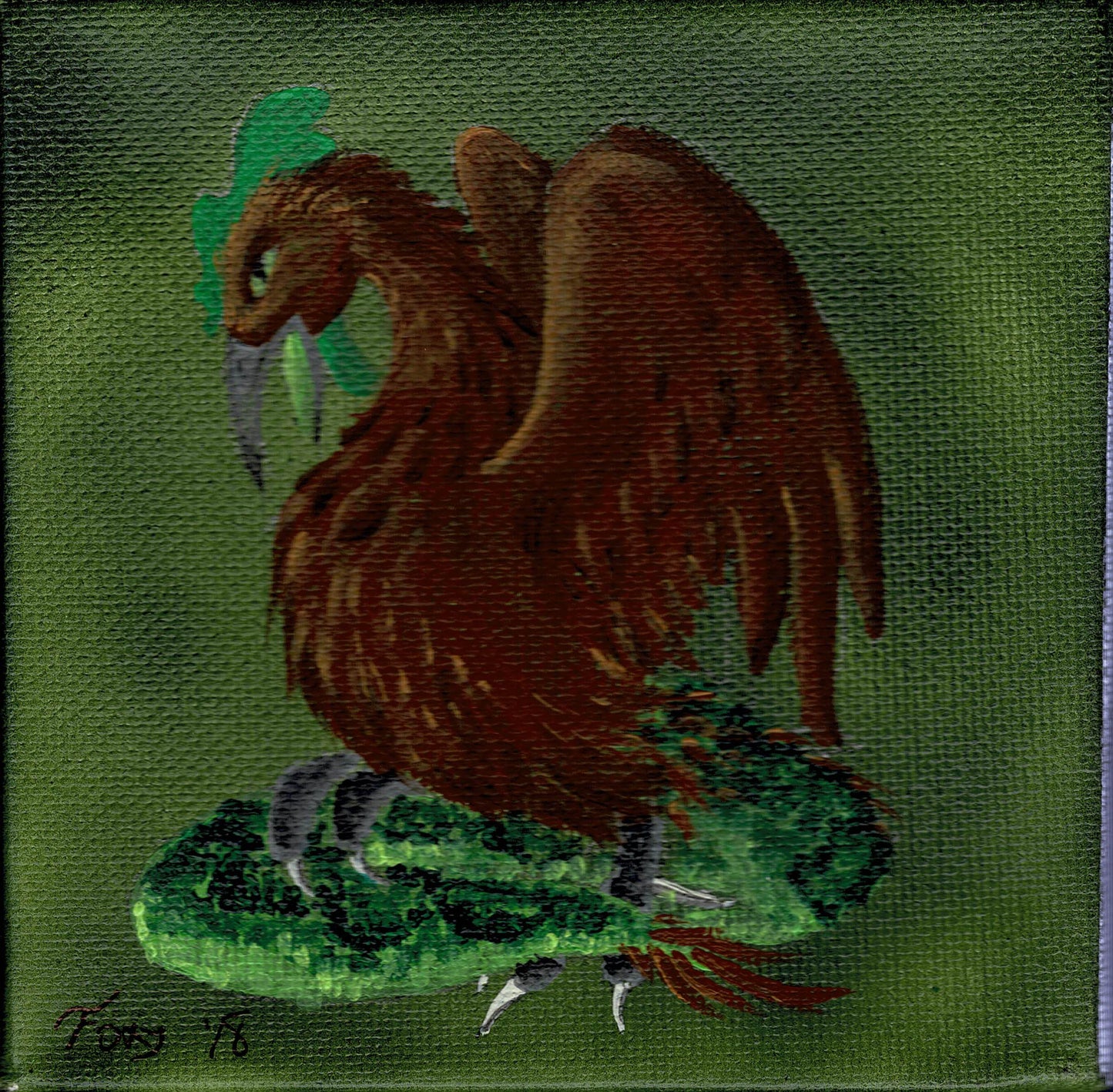 "Cockatrice" mini acrylic painting