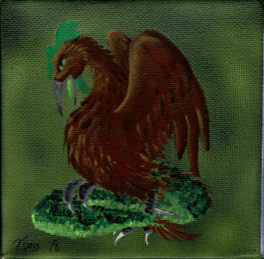 "Cockatrice" mini acrylic painting