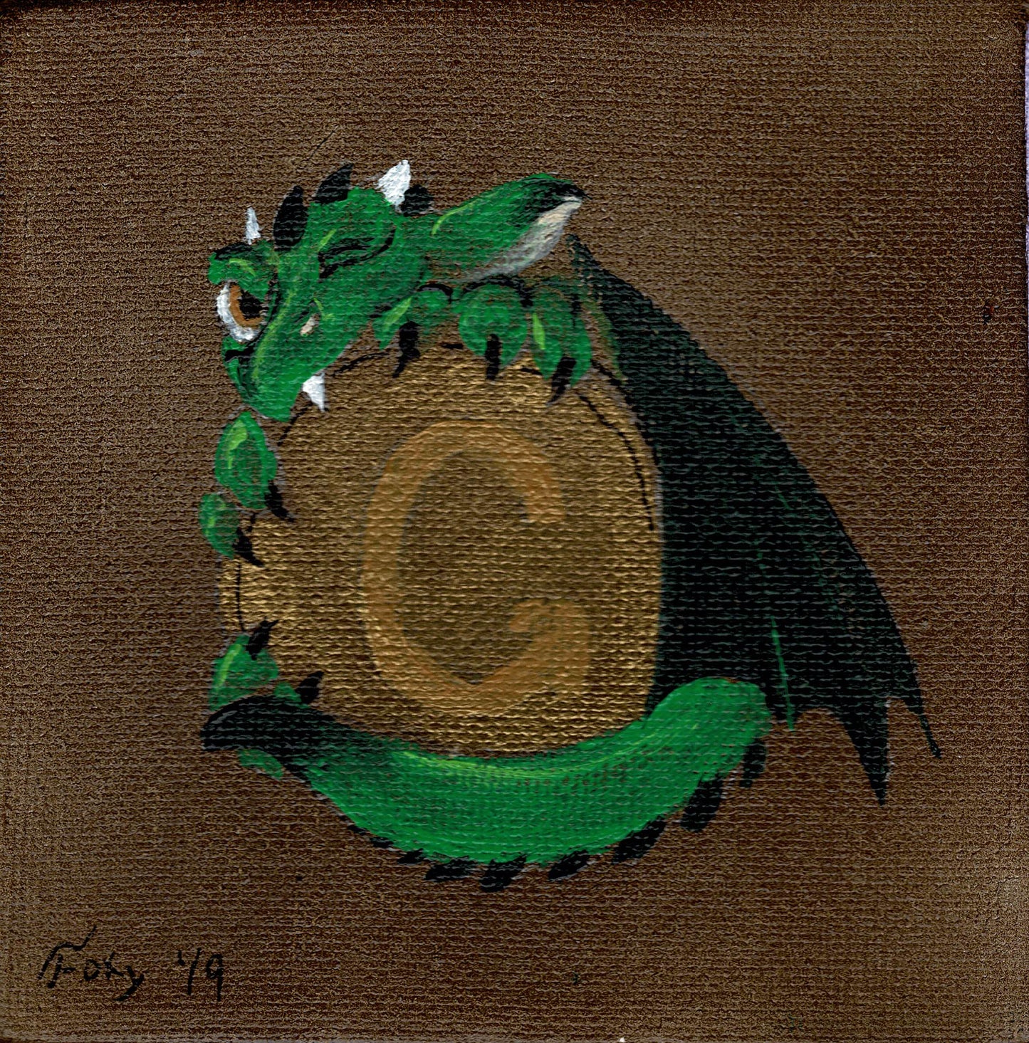"Baby Earth Dragon" mini acrylic painting