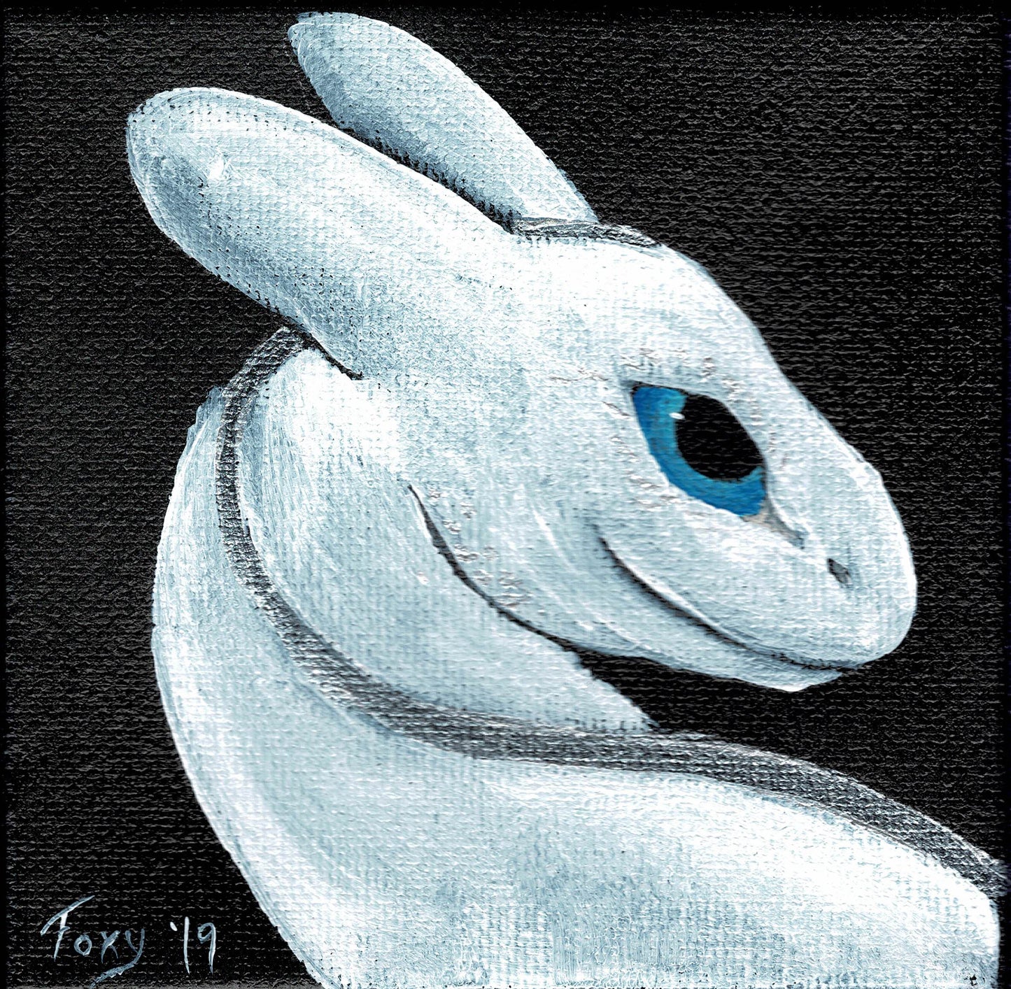 "White Dragon" mini acrylic painting