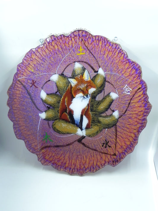 "Nine-tailed Elemental Fox" Geode Painting