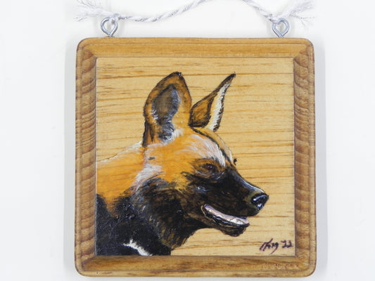 "Painted Wolf" mini wood plaque