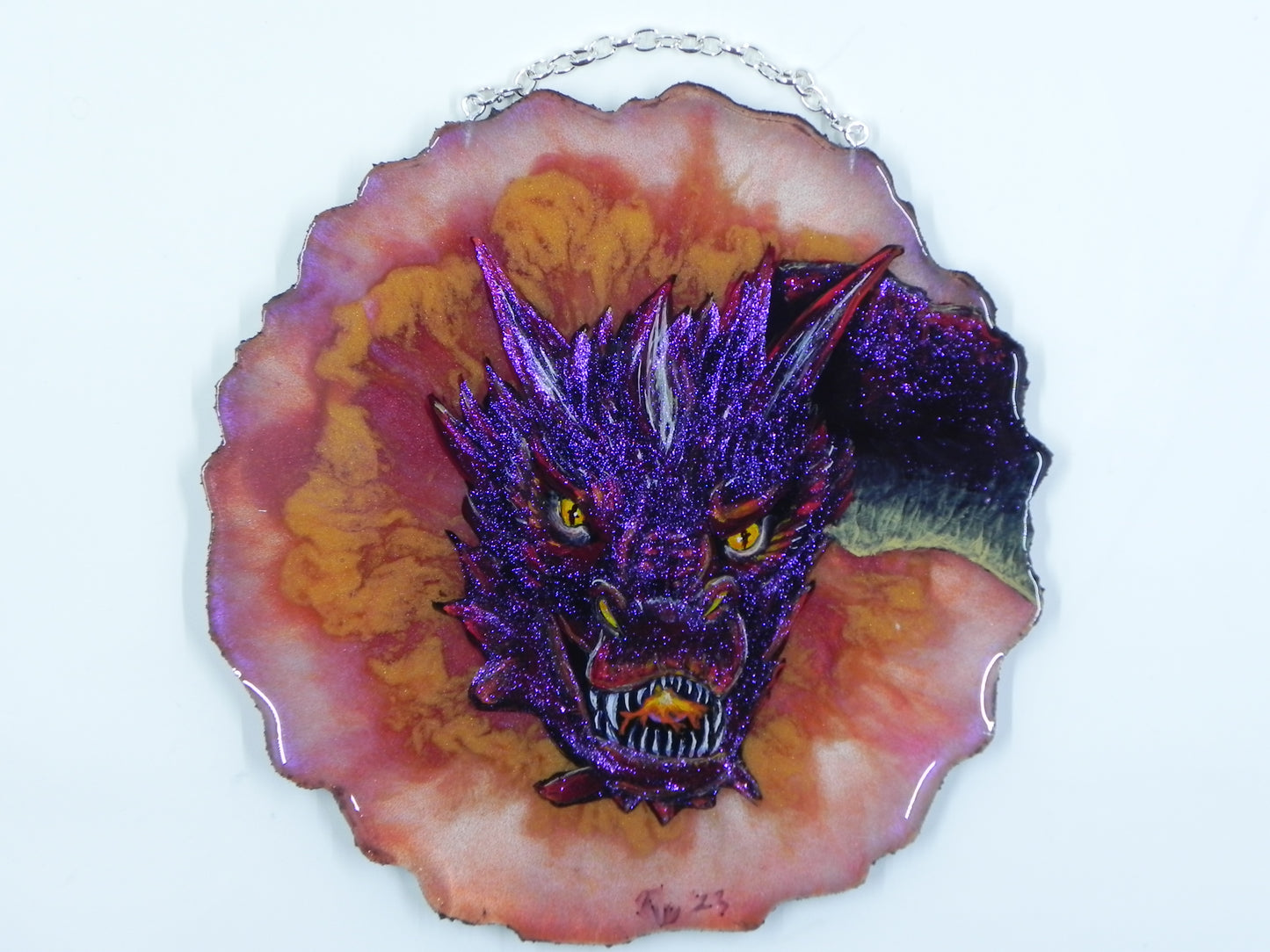 "Red Dragonflame" Geode Painting