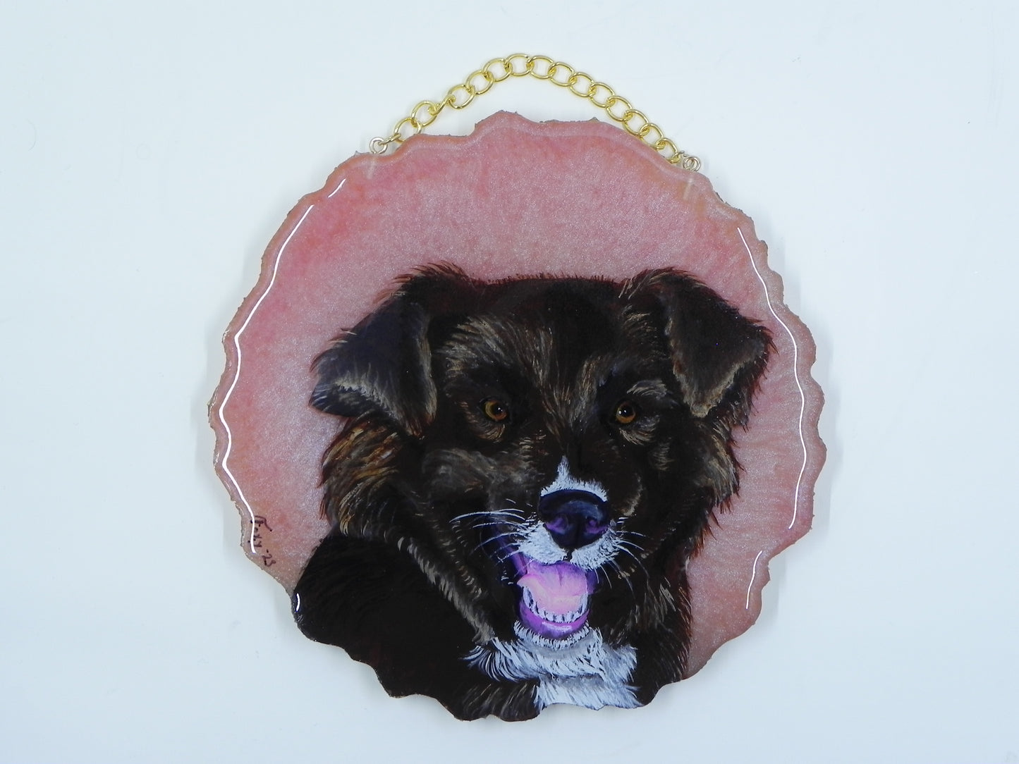 "Dog Pet Portrait" Geode Painting