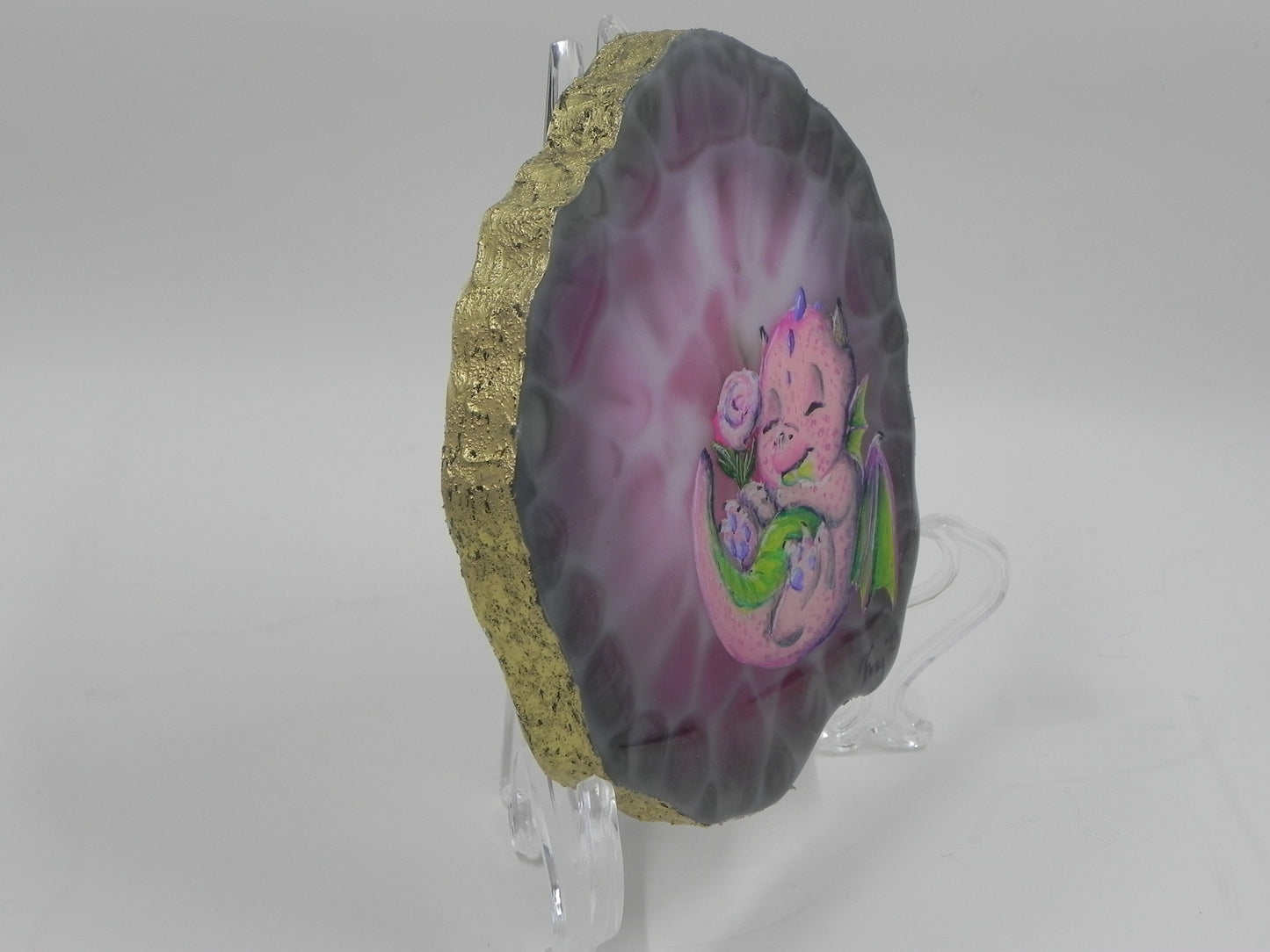 "Blossom the baby flower dragon" Geode Painting
