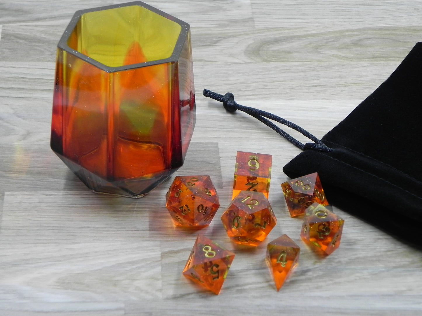 Dice Set with Dragon Dice Beast: Flame