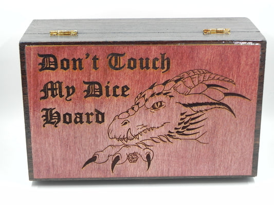 "Don't Touch My Dice Hoard" lined dice box