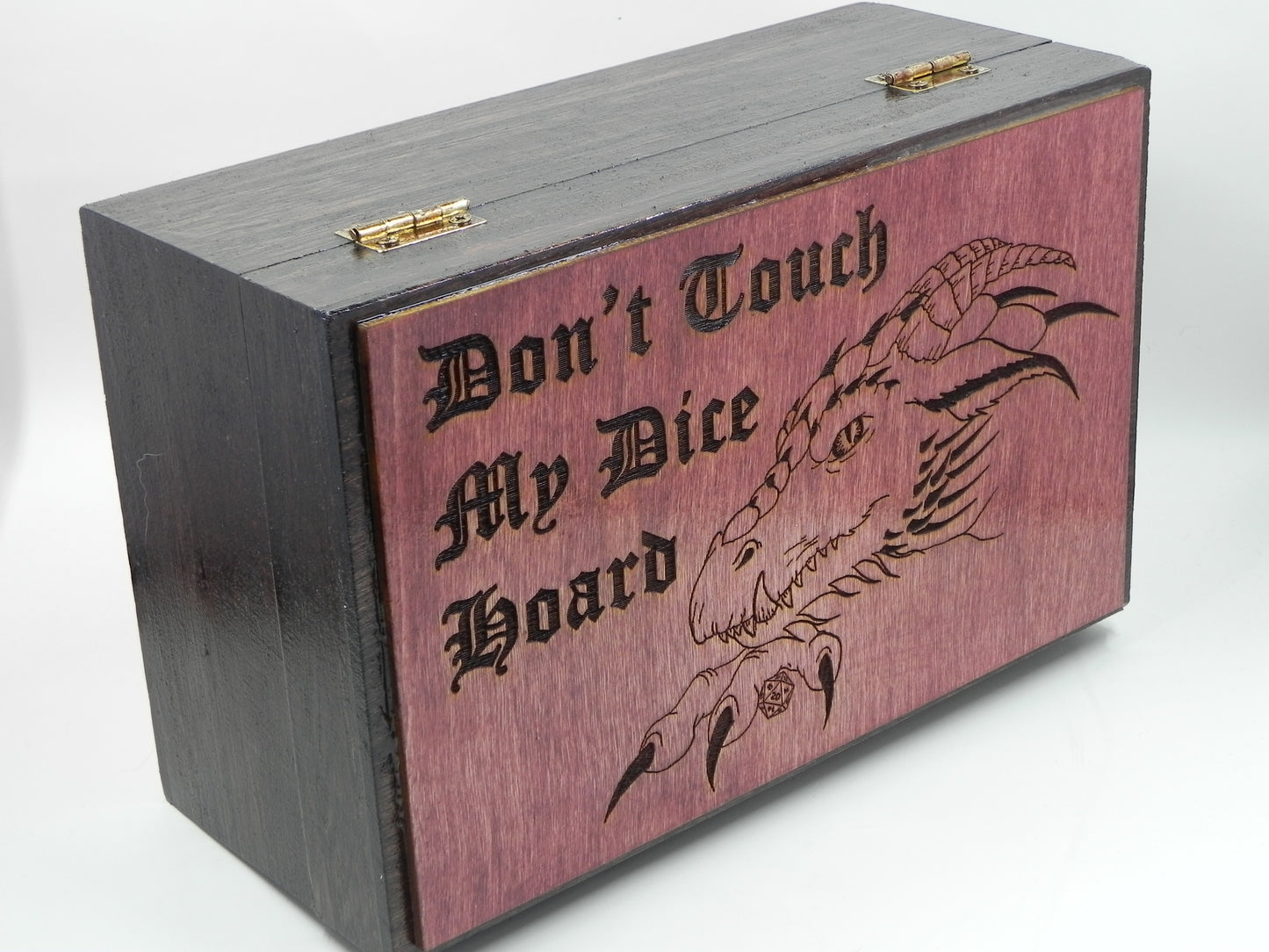 "Don't Touch My Dice Hoard" lined dice box