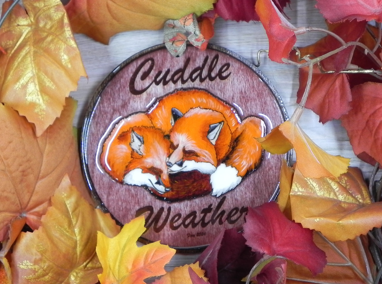 Seasonal Fox Plaque: Autumn "Cuddle Weather"