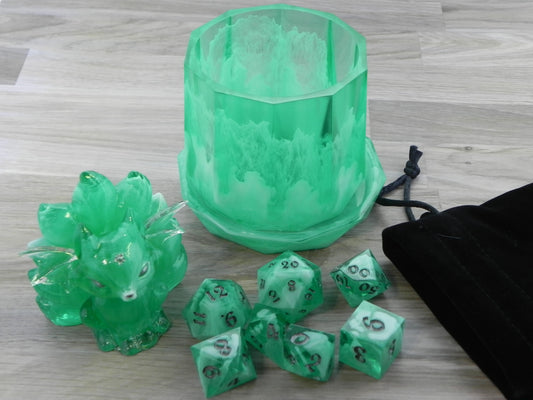 Dice Set with Kitsune Dice Beast: Ocean Tempest