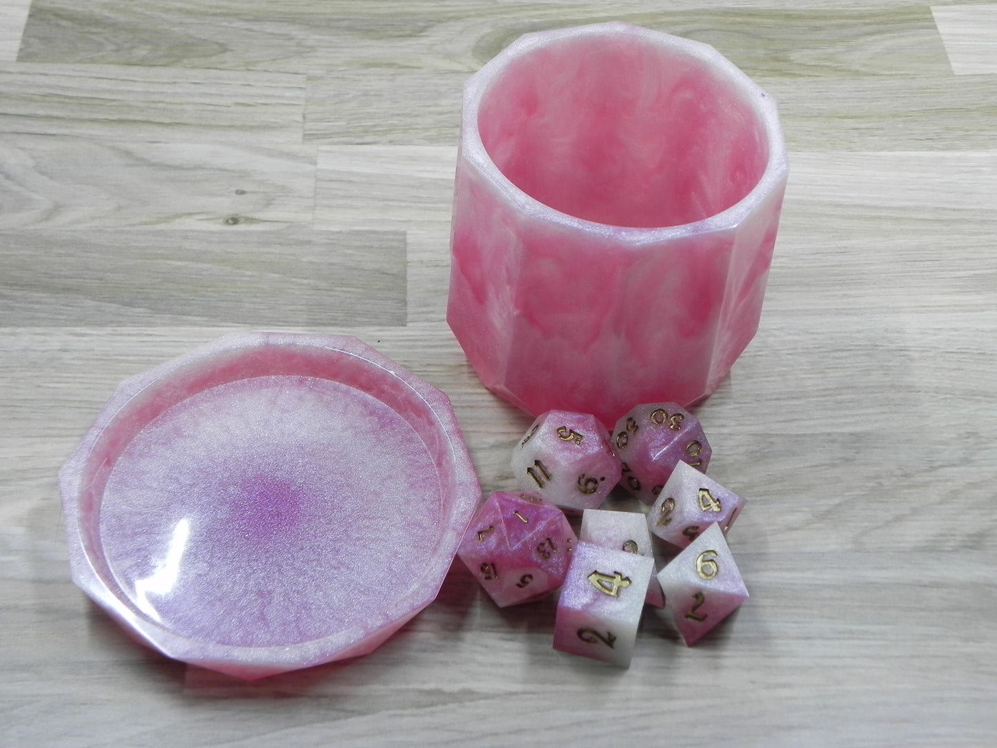 Dice Set: Rose Quartz