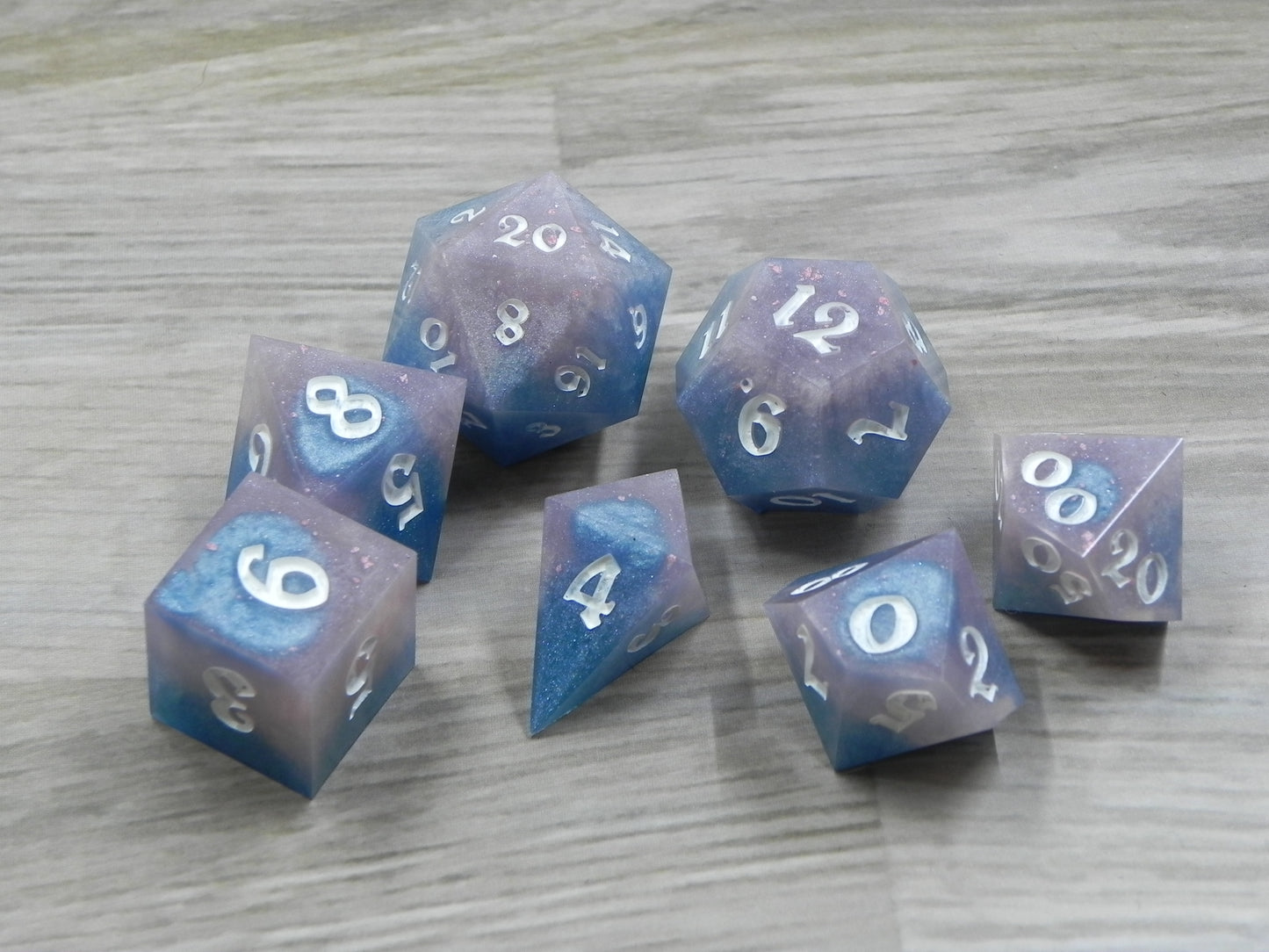 Dice Set: Pink and Blue Mica