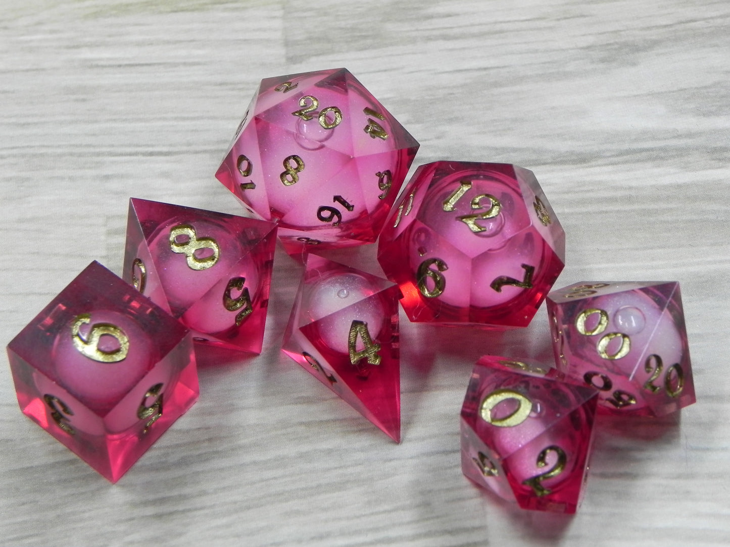 Liquid Core Dice Set: Ruby and Pearl