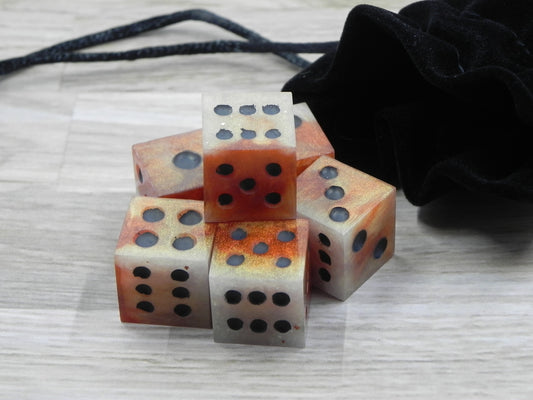 6D6 Dice Set: Orange Marble