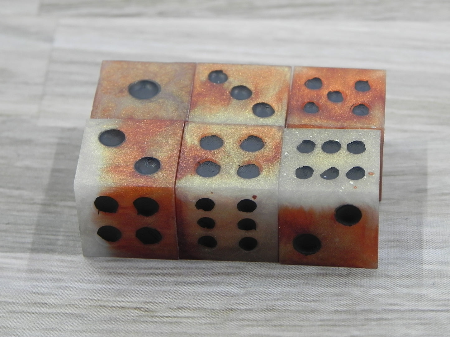 6D6 Dice Set: Orange Marble