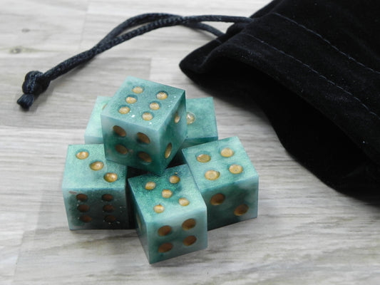 6D6 Dice Set: Green Marble