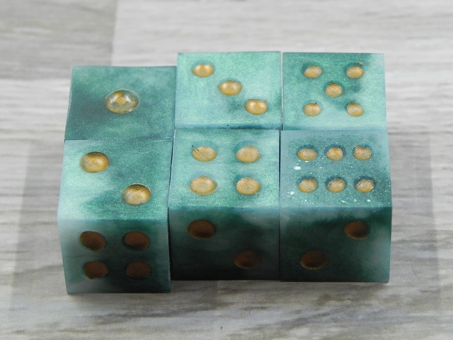 6D6 Dice Set: Green Marble