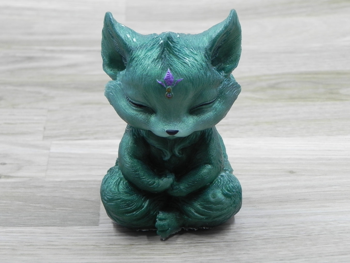 Meditating Fox--Green/pearl