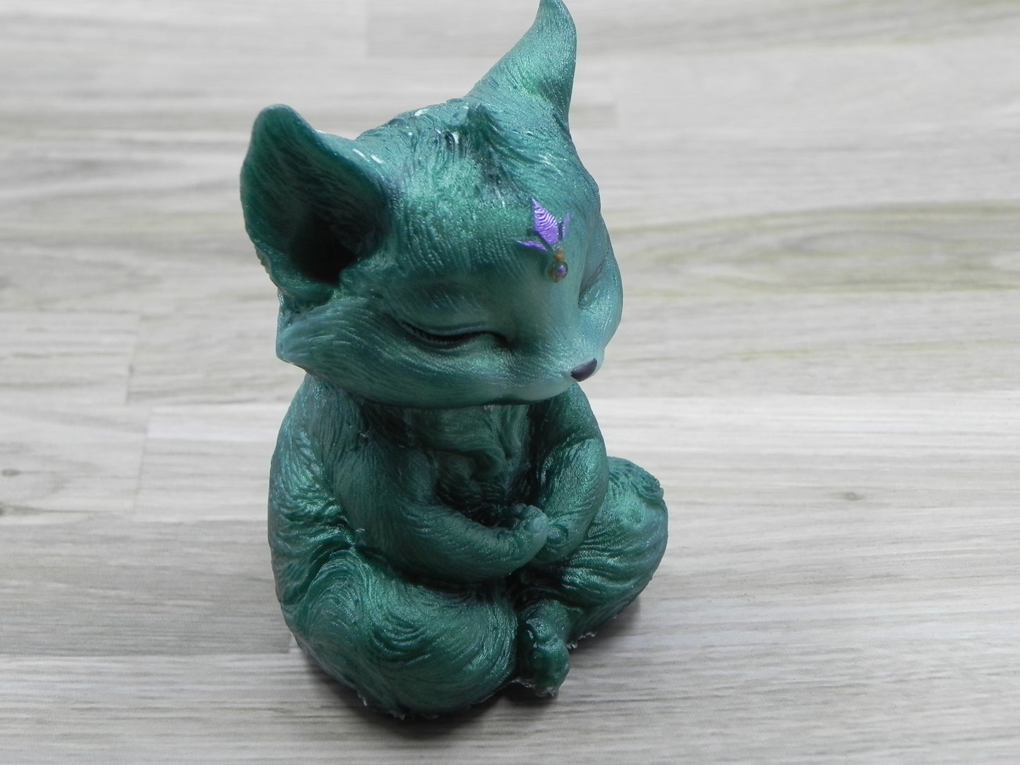 Meditating Fox--Green/pearl