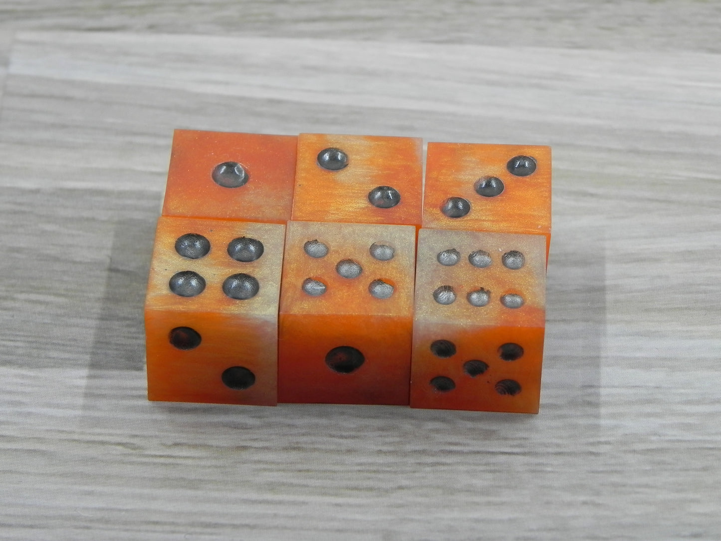 6D6 Dice Set: Orange Marble