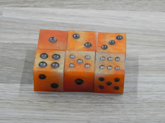 6D6 Dice Set: Orange Marble