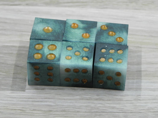 6D6 Dice Set: Green Marble