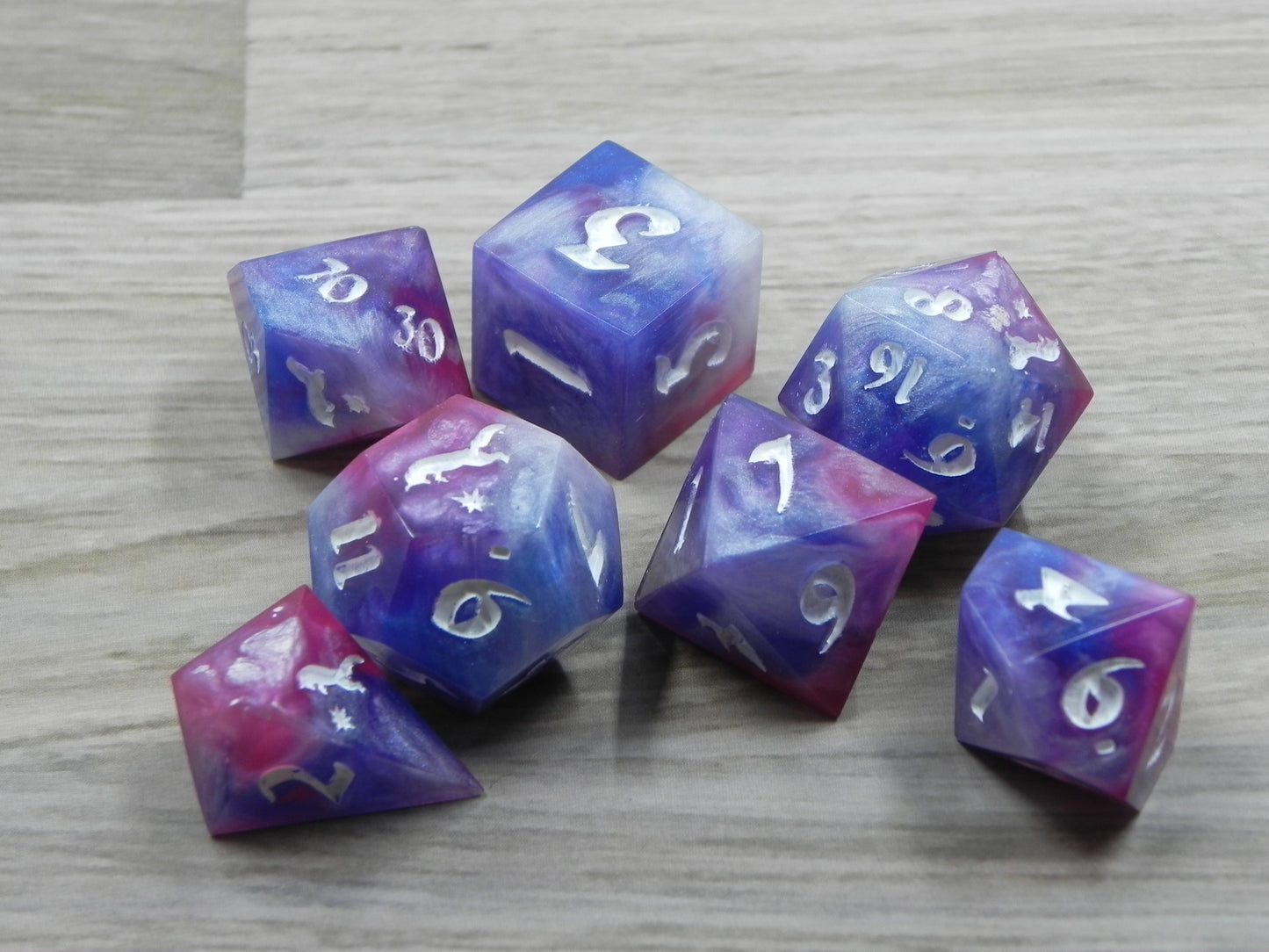 Dice Set: Pink and Blue Fox Northstar