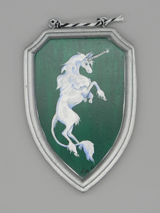 "Unicorn" mini wood plaque shield