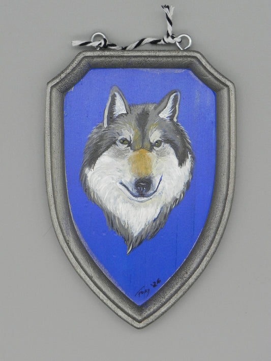 "Wolf" mini wood plaque shield