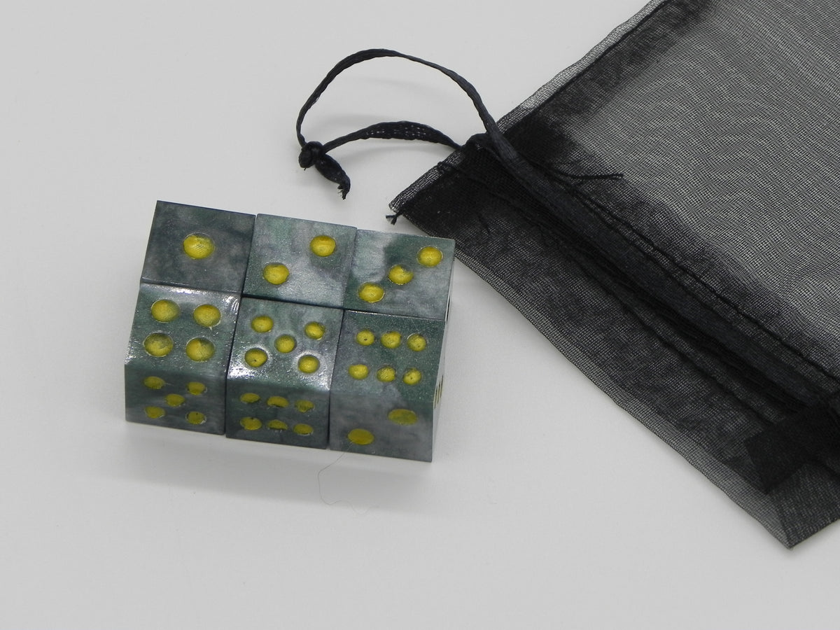 6D6 Dice Set: Green Marble