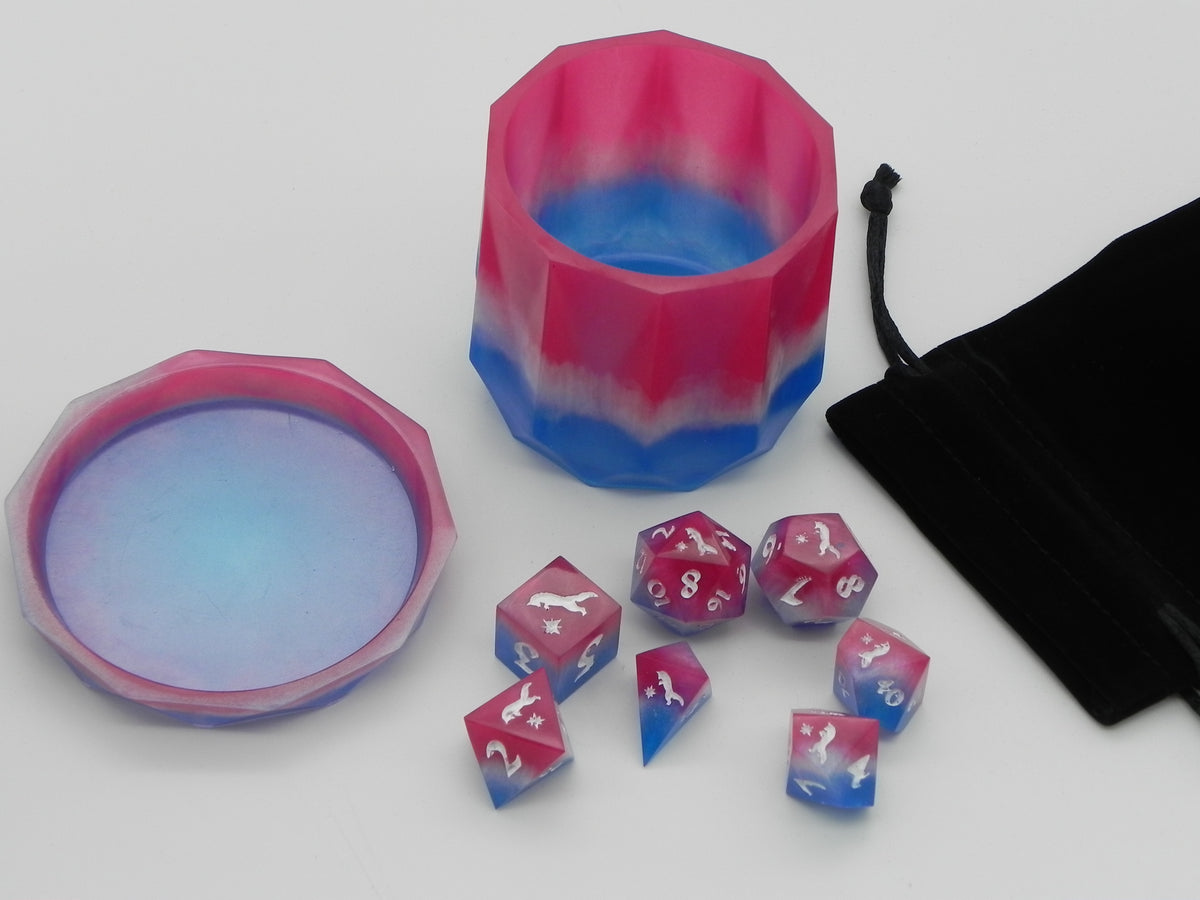 Dice Set: Pink and Blue Fox Northstar