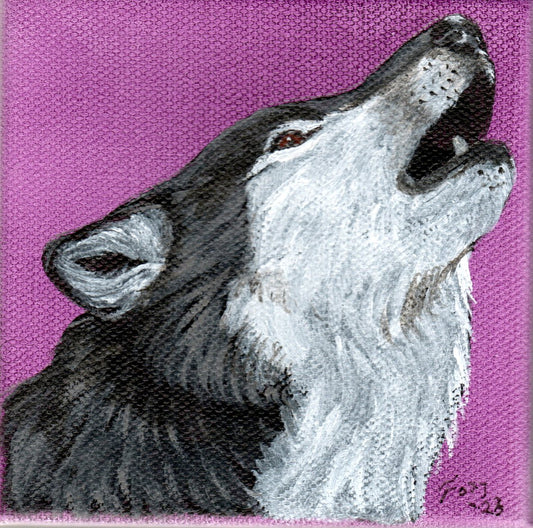 "Wolf" mini acrylic painting
